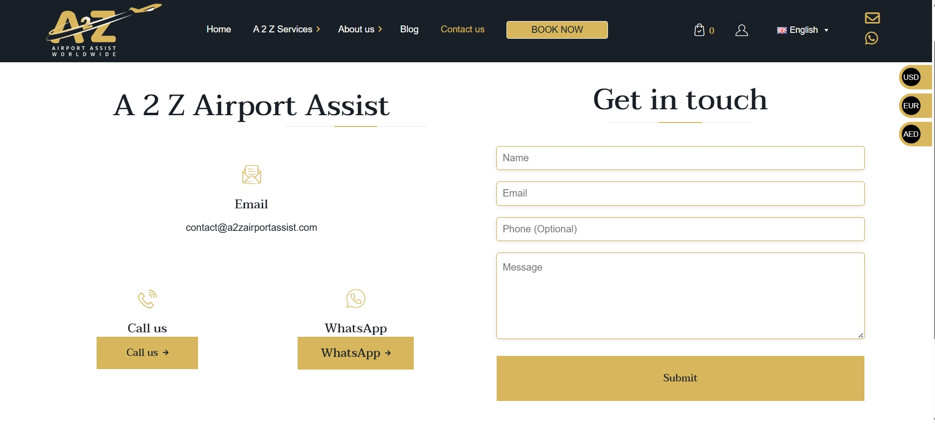Capture d’écran a2z airport assist réalisation application sur mesure media web services5