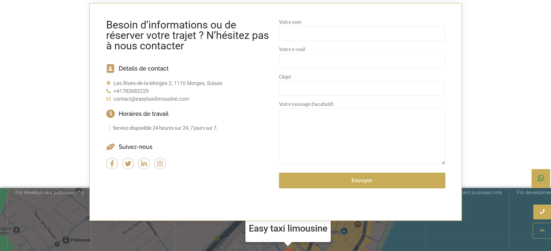 Capture d’écran easy taxi limousine réalisation application sur mesure media web services 6