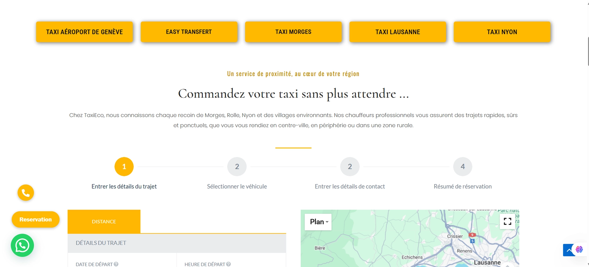 Capture d'écran taxieco réalisation refonte media web services
