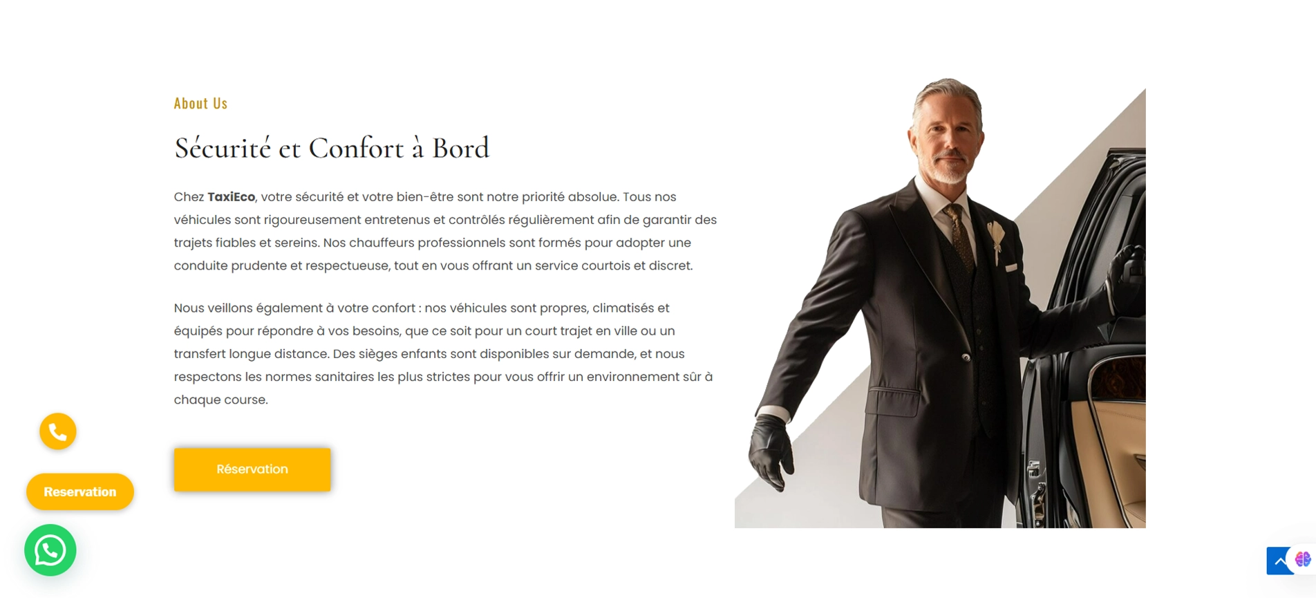 Capture d'écran taxieco réalisation Des refontes de sites web sur mesure