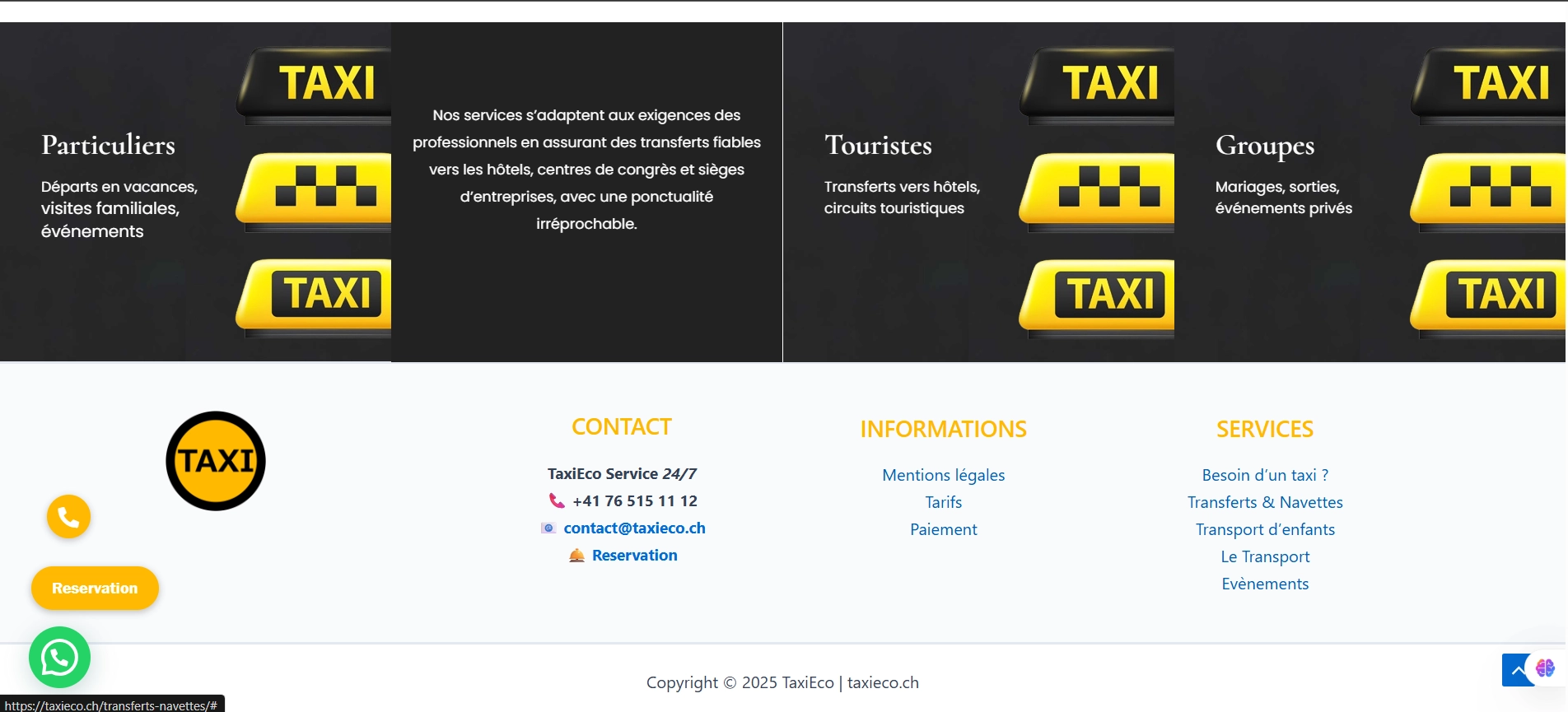 Capture d'écran taxieco réalisation Des Des refontes de sites web sur mesure