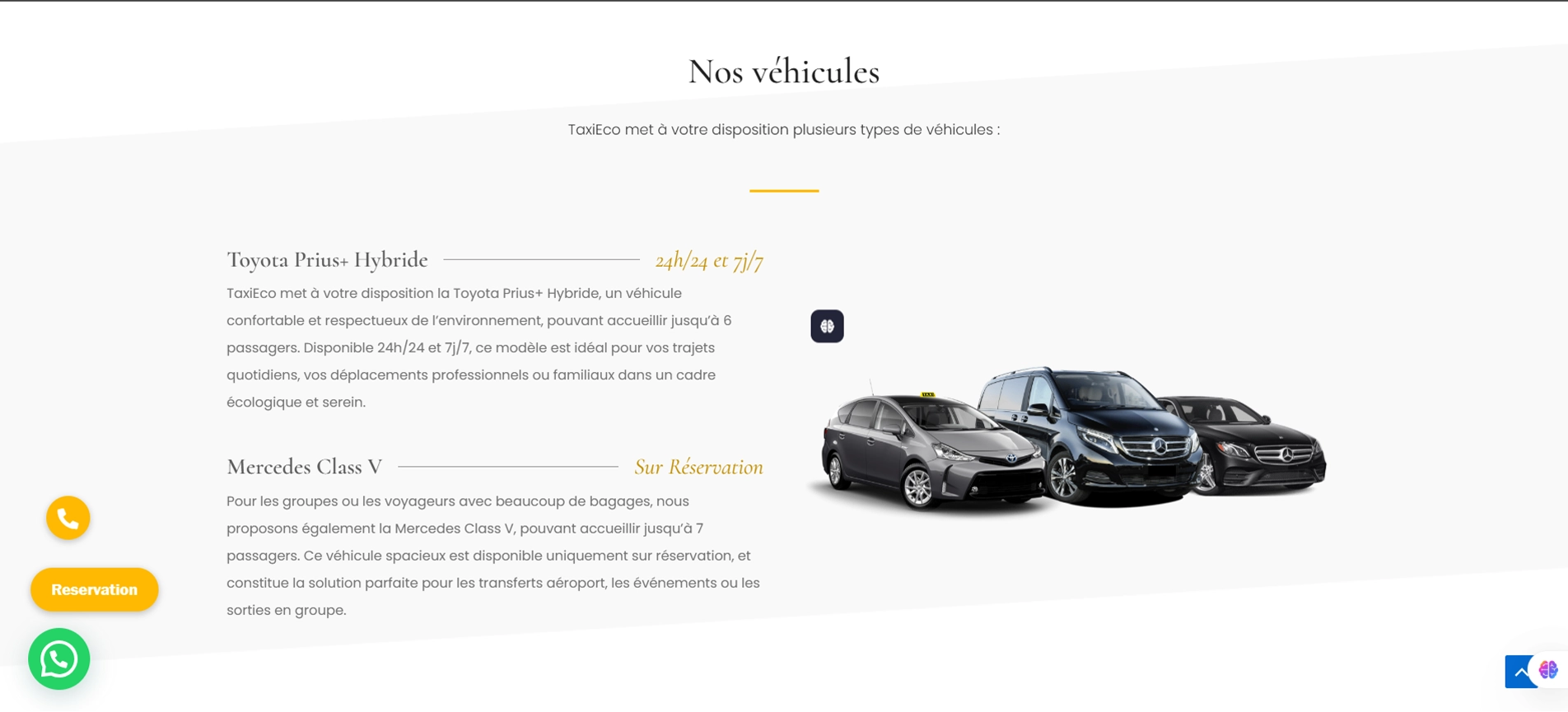 Capture d'écran taxieco réalisation refonte media web services